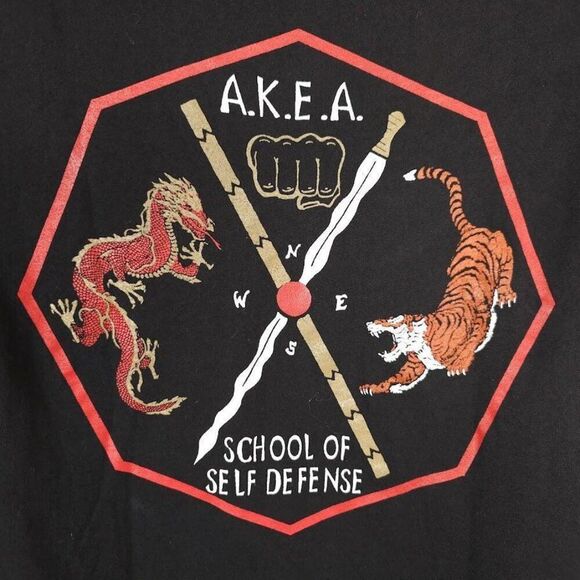 Vintage American Karate T Shirt Mens Size Small Black 90s AKEA Self Defense - Picture 4 of 6